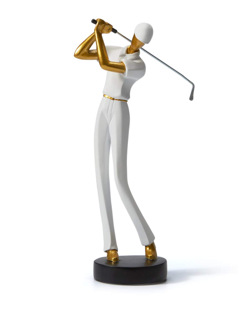 Amoy-Art Golfer Figuren Statue Modern Dekor Skulptur Wohnzimmer Kunst Golfspieler Arts Polyresin Wei