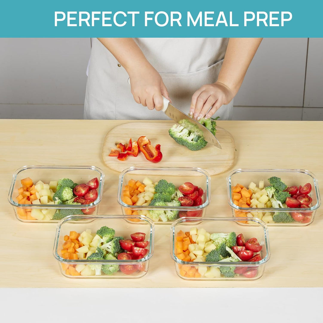 Vtopmart 5er-Pack Meal Prep Boxen Glas, 1035 ML Mealprepboxen für die Essensvorbereitung, Luftdicht