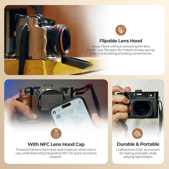 Freewell The Real Gegenlichtblende - Hybrid CPL/Mist Filter, Flipable, Touchless Filterbetrieb für F