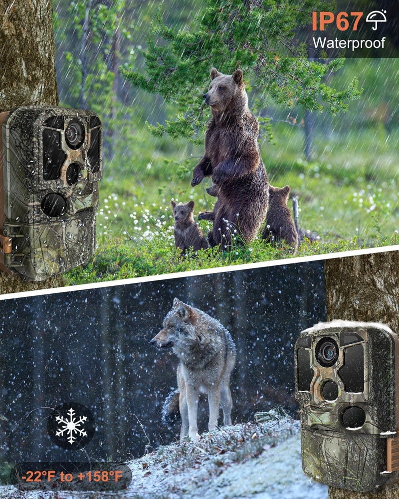 KJK Wildkamera WLAN 4K 84MP mit 64GB Speicherkarte, Wildtierkamera mit Nachtsicht, 0.05s Auslöser Be