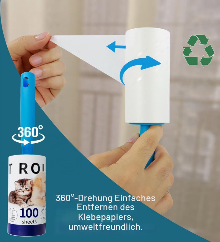 Extra Klebrig Fusselrolle für Tierhaare Kleidung 1000 Blatt,Fusselroller Tierhaarentferner Fusselbür