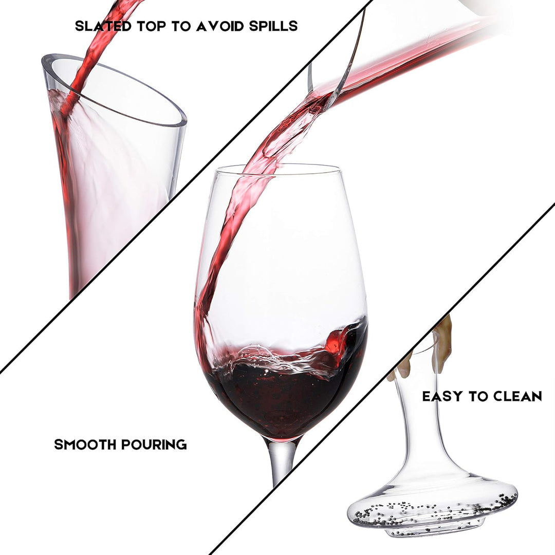 Weinkaraffe Set, Weinbelüfter,100% Mundgeblasenes bleifreies Kristallglas mit Reinigungsperlen,Weind