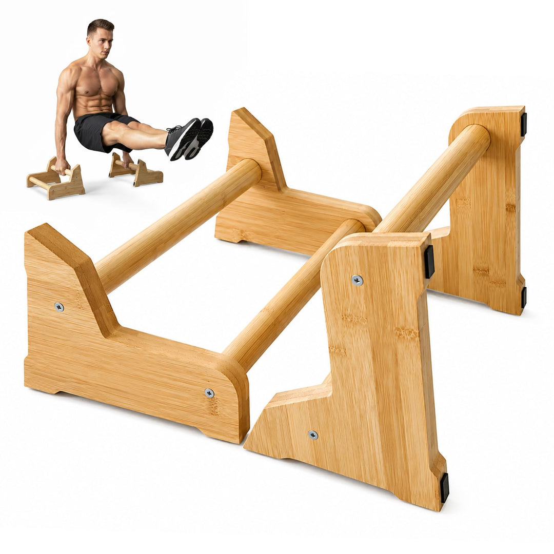 3-in-1 Calisthenics Equipment - Handstand Griffe Holz - Gelenksschonende Parallettes Ergonomische -