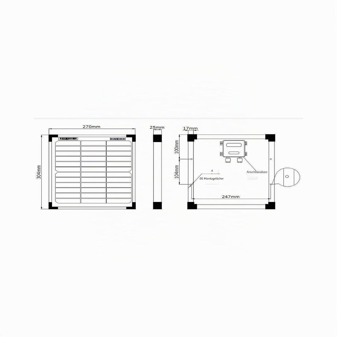 Enjoysolar Mono 10W 12V Monokristallines Solarpanel Solarmodul Photovoltaikmodul ideal für Wohnmobil