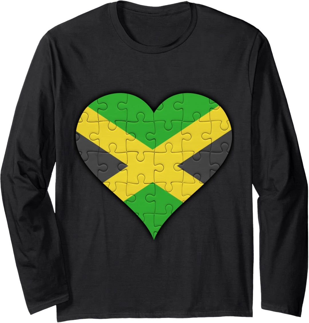 Jamaika Jamaikanische Flagge Herz Langarmshirt