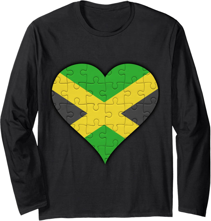 Jamaika Jamaikanische Flagge Herz Langarmshirt