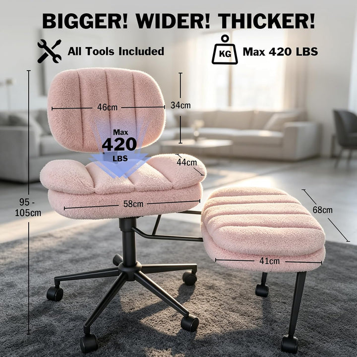 Bürostuhl Schreibtischstuhl Schneidersitz Stuhl, Kunstlammfell Ergonomischer Meditationsstuhl mit Ve