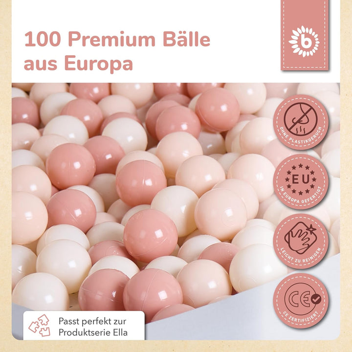 Bieco Bälle für Bällebad Dreamy Flowers | 100 Stück | Bunte Bälle | Bällebad Kinder | Bällebad Baby