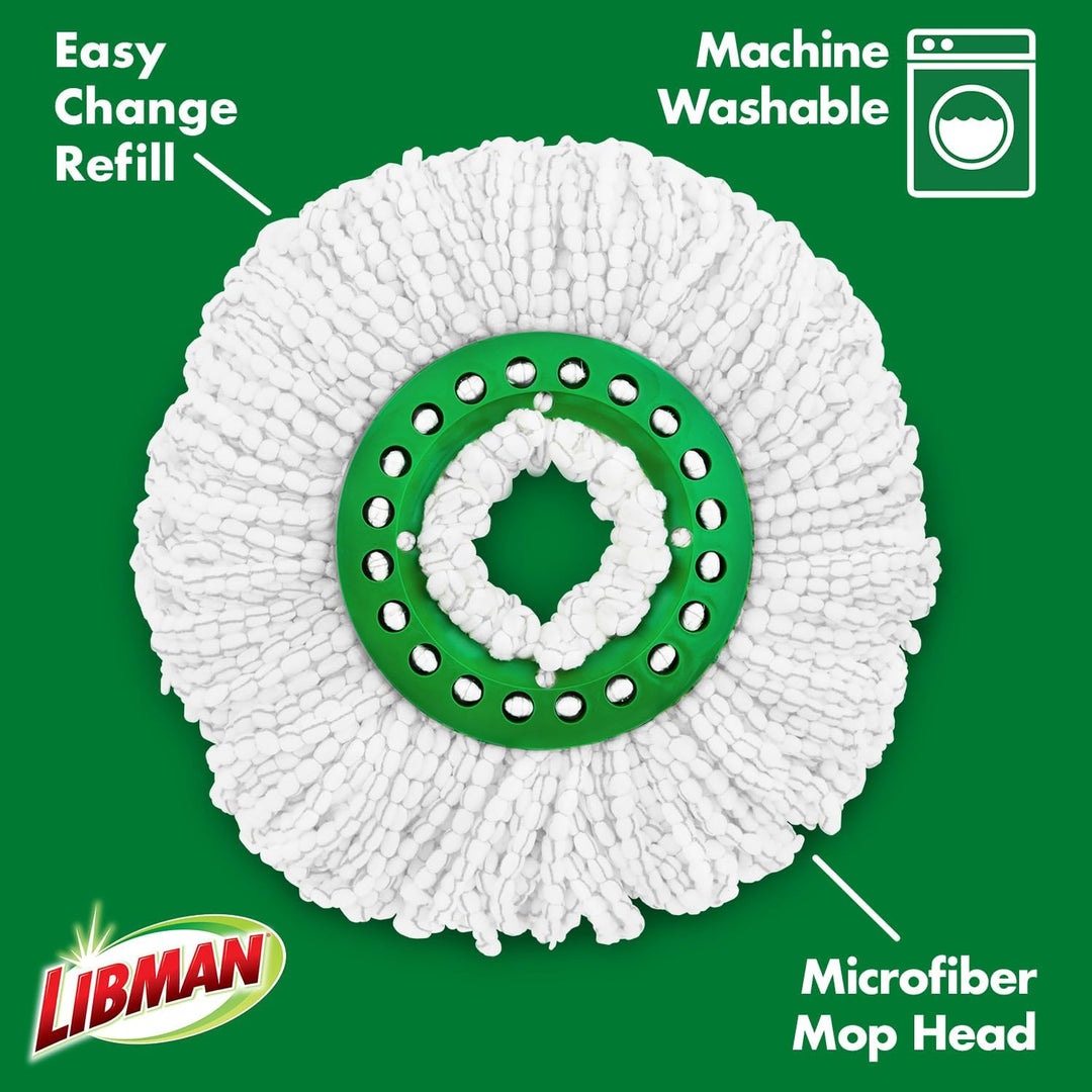 Libman Tornado Spin Mop Nachfüllpackungen, 2 Mikrofaserköpfe, einfach zu ersetzen, maschinenwaschbar