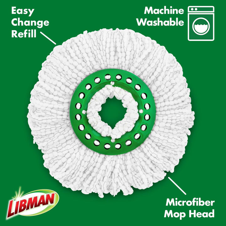 Libman Tornado Spin Mop Nachfüllpackungen, 2 Mikrofaserköpfe, einfach zu ersetzen, maschinenwaschbar