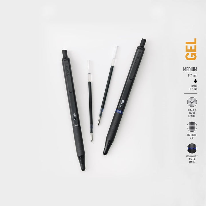 Zebra Pen G-750 Gelschreiber, einziehbar, schwarzer Messingschaft, mittlere Spitze, 0,7 mm, schwarze