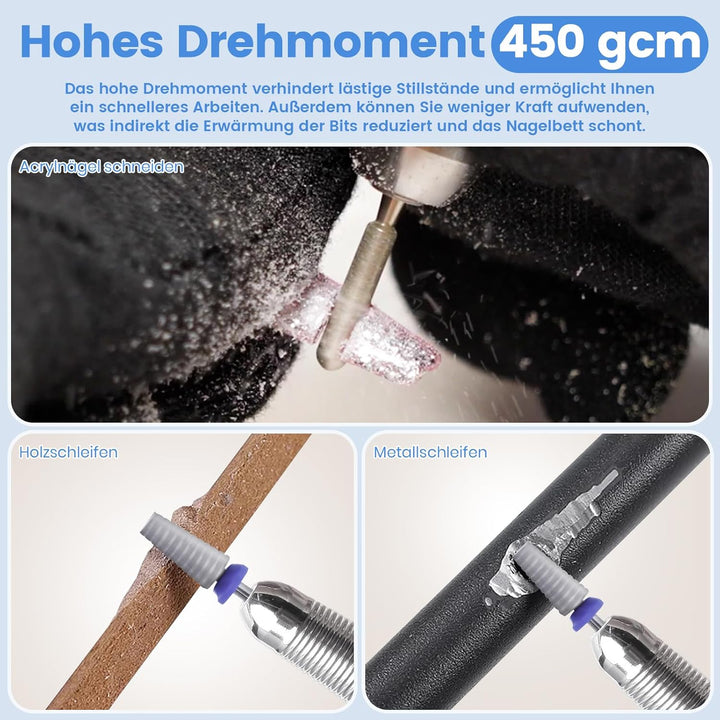 Nagelfräser Elektrisch 35000 U/min, Delanie Akku-Nagelfräser für Acrylnägel Nagellack, wiederaufladb