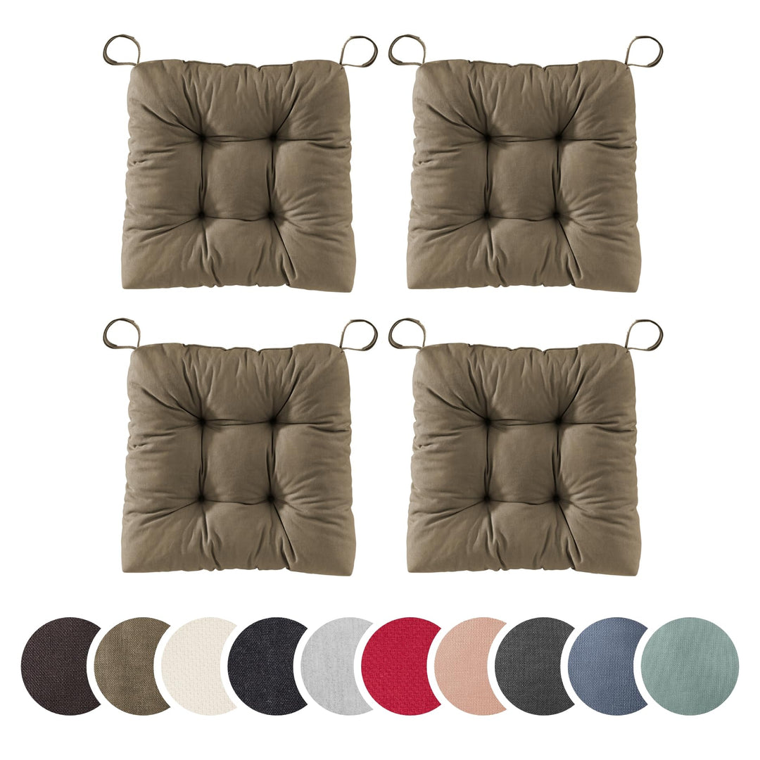 sleepling 4er Set Stuhlkissen 40 (vorne), 35 (hinten) x 38 x 7 cm, Sitzkissen für Stuhl &amp; Bank mit K