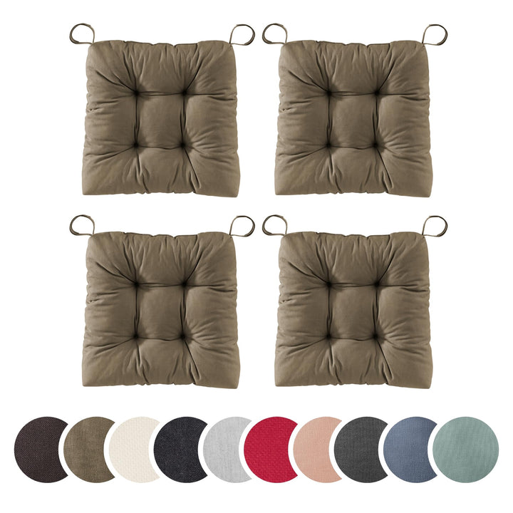 sleepling 4er Set Stuhlkissen 40 (vorne), 35 (hinten) x 38 x 7 cm, Sitzkissen für Stuhl &amp; Bank mit K