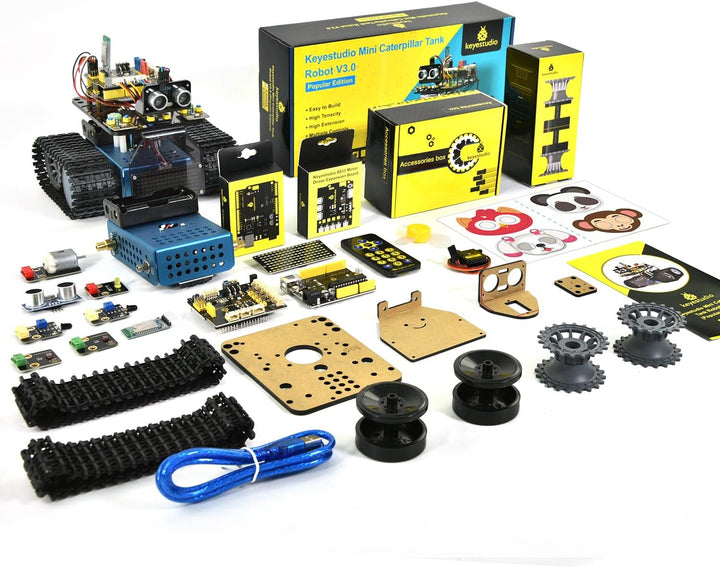 KEYESTUDIO Robot Tank Kit kompatibel mit Arduino IDE, elektronisch programmierbarer STEM-Roboter-DIY