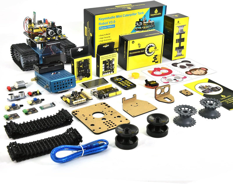 KEYESTUDIO Robot Tank Kit kompatibel mit Arduino IDE, elektronisch programmierbarer STEM-Roboter-DIY