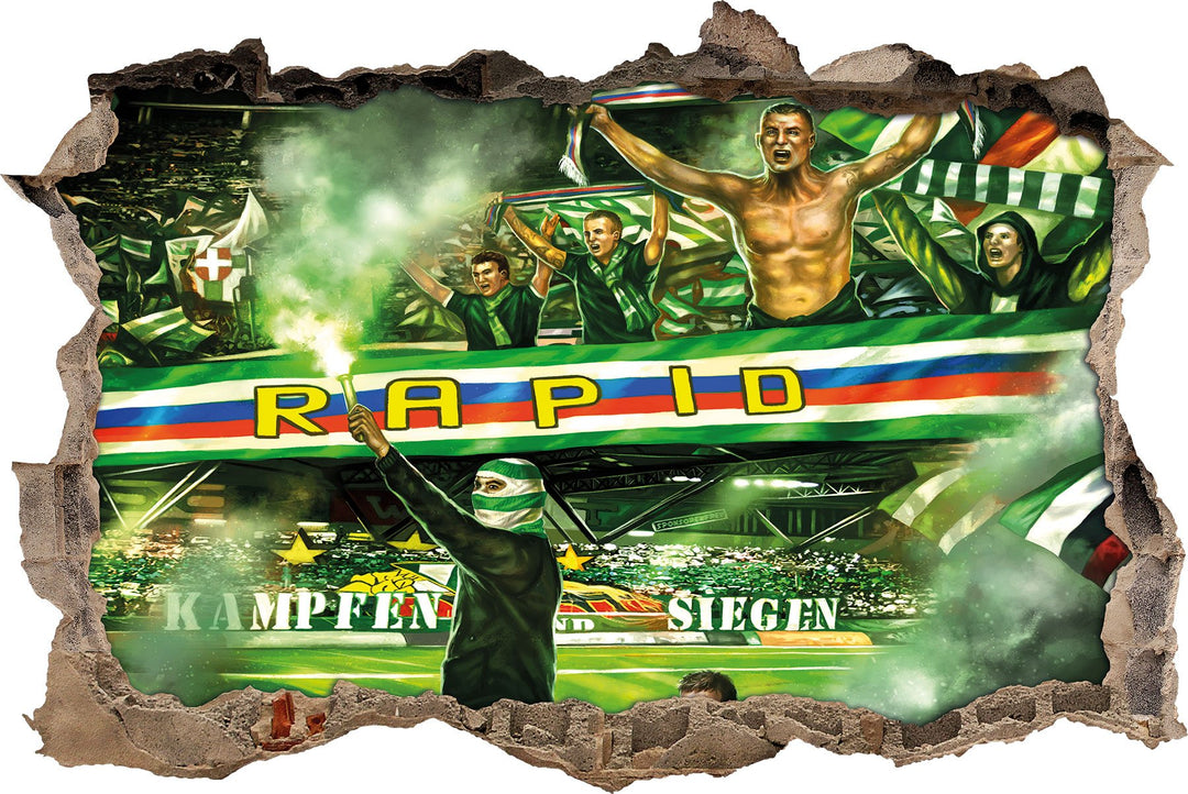 Ultras-Art Rapid kämpfen und Siegen, 3D Wandsticker Format: 92x62cm, Wanddekoration, 92x62