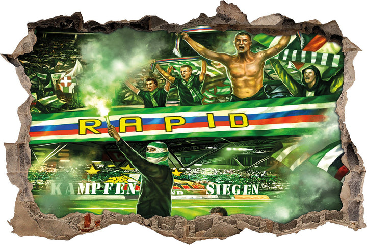 Ultras-Art Rapid kämpfen und Siegen, 3D Wandsticker Format: 92x62cm, Wanddekoration, 92x62