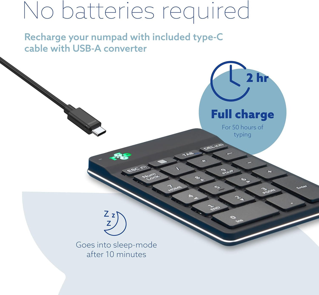 R-Go Numpad Break, Mit Anti-RSI-Software, Bluetooth kabellos Ziffernblock, Numerische Tastatur für C