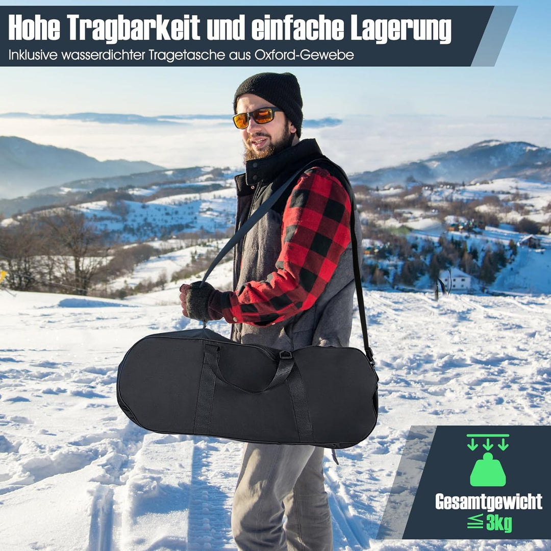 COSTWAY 4-in-1 Schneeschuhe-Set, Schuhgrösse 38-45, Schneeschuhe mit Doppel-Ratschenbindungssystem,