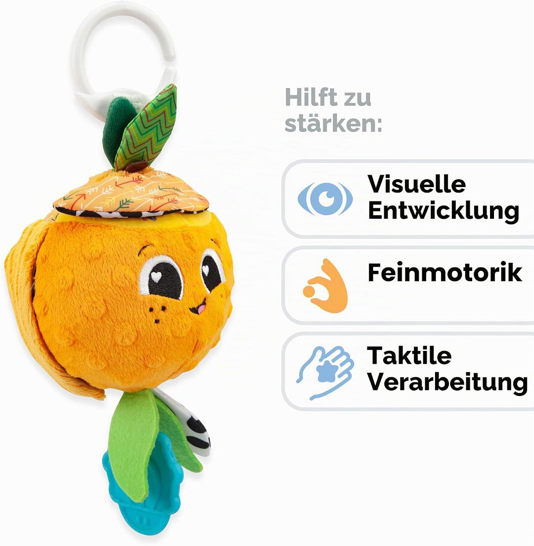 LAMAZE Tomy L27384 Olive The Orange, Clip on Pram and Pushchair Newborn, Sensory Babies with Colours