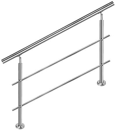 Aufun Edelstahl Handlauf 150cm Treppengeländer Innen und Aussen mit 2 Pfosten für Treppen, Brüstung,