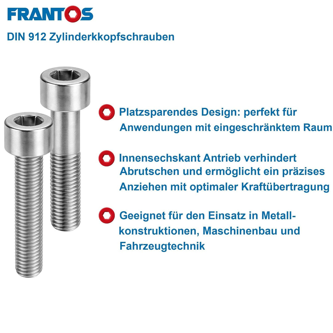 FRANTOS L-Boxx Sortimentskoffer mit Zylinderschrauben DIN 912 ISO 4762 in Stahl verzinkt - 1.500 tlg