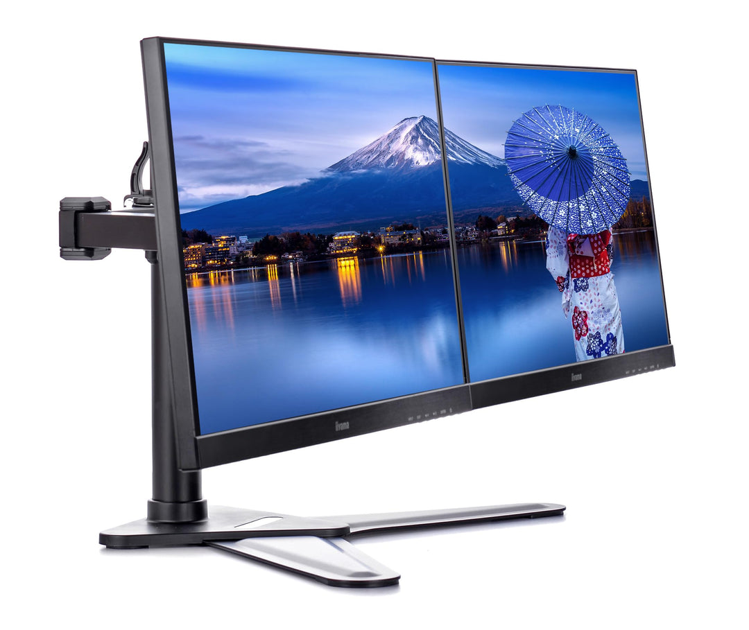 iiyama DS1002D-B1 Standfuss duale Monitorhalterung (für Displays bis 30 Zoll und maximal 10kg / Moni