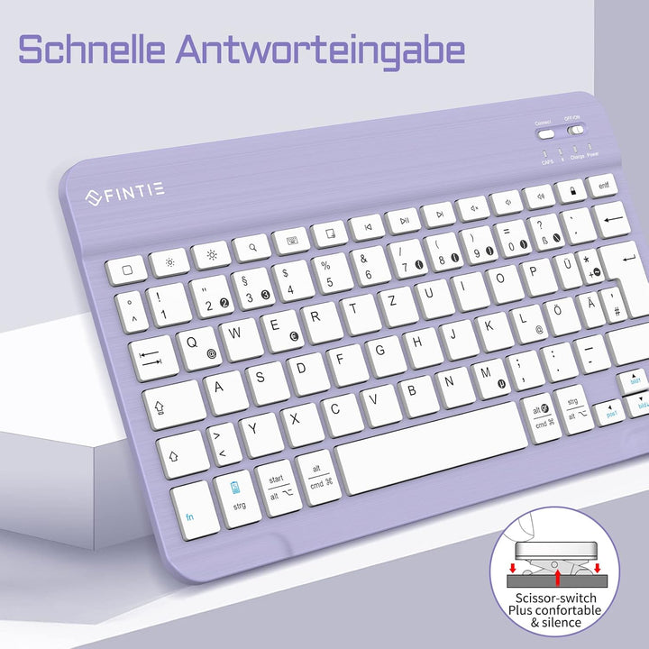 FINTIE Ultradünn Bluetooth Tastatur mit deutschem Layout QWERTZ für iPad Air/Pro/Mini/iPad 10.9/10.2