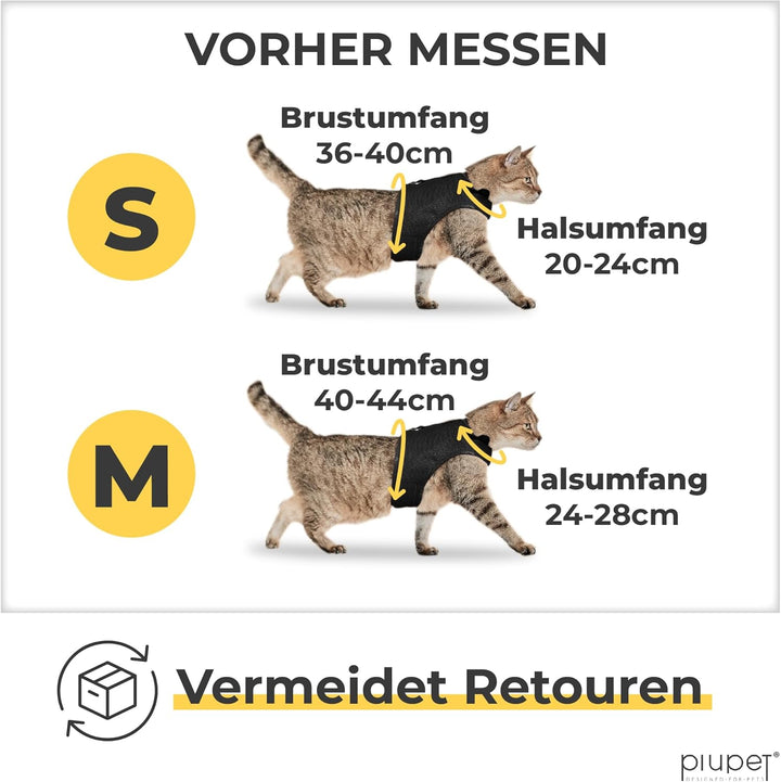PiuPet® Katzengeschirr (S) Mit 1,2m Leine | Ausbruchsicher | Geschirr für Katzen | Katzenleine | Sch