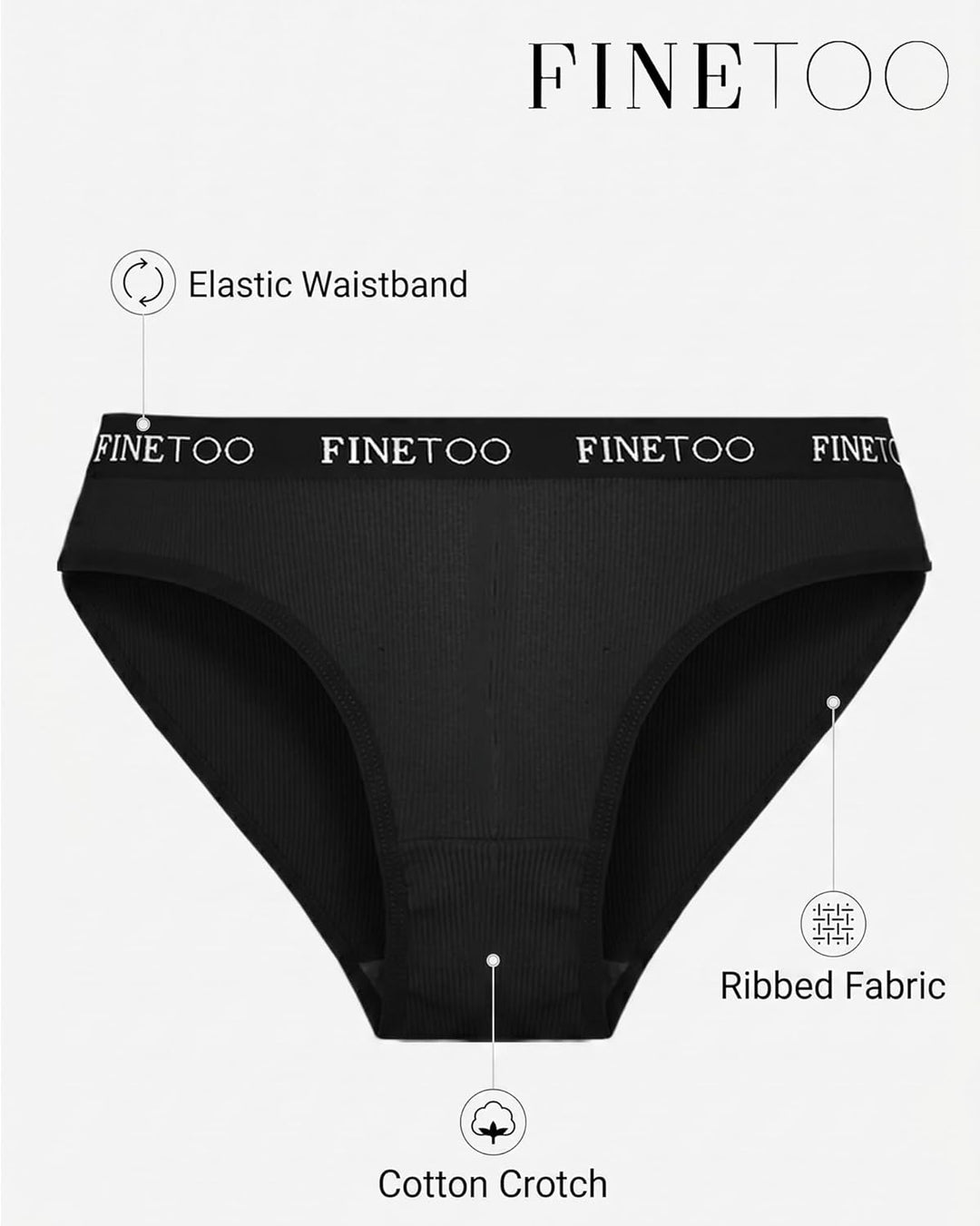 FINETOO 10er Pack Baumwoll Slips Damen Atmungsaktive Unterwäsche Logo Sportunterwäsche Weich Sexy Un