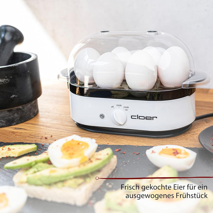 Cloer 6081 Eierkocher mit akustischer Fertigmeldung, Kunststoff, weiss