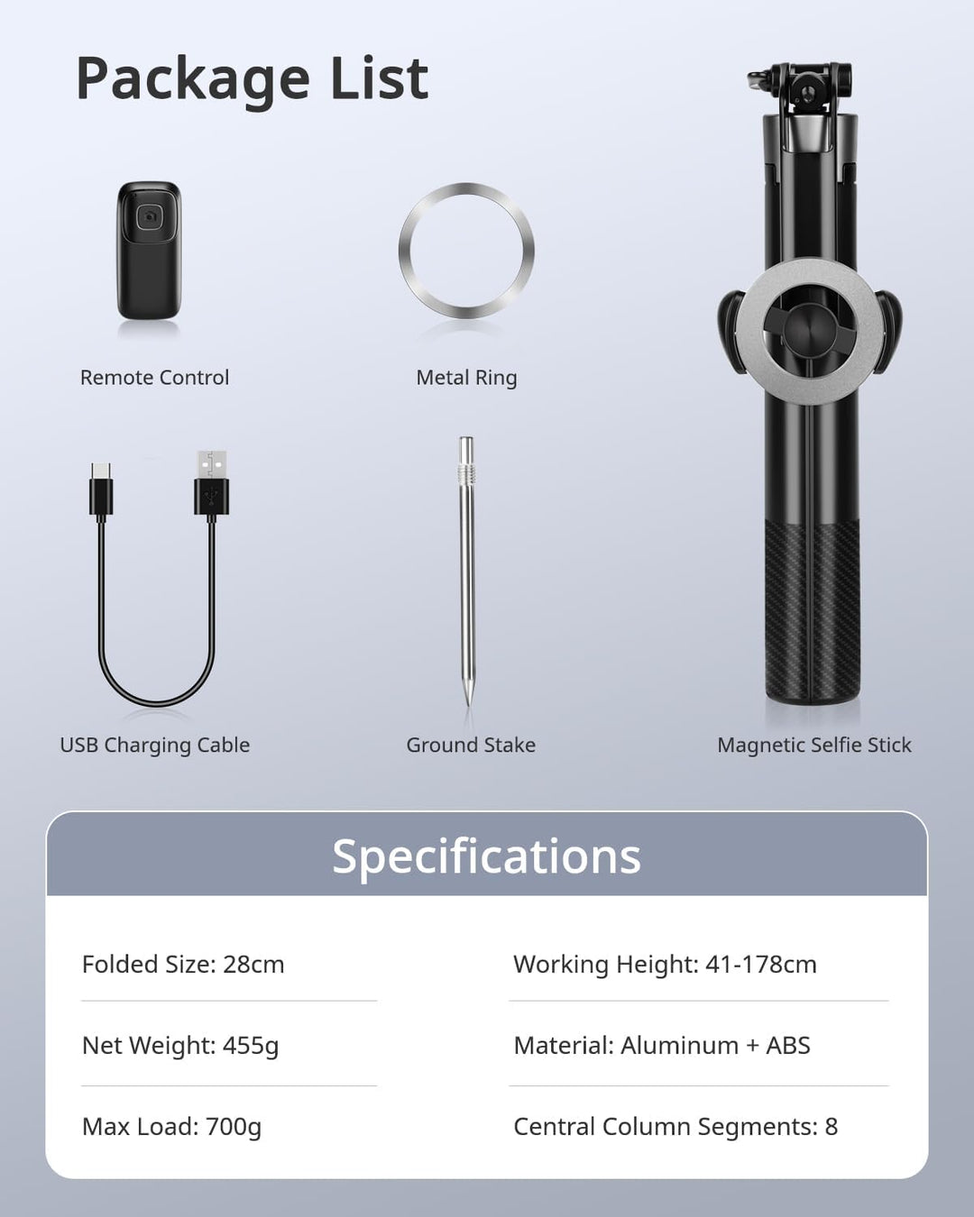 Victiv Stark Magnet iPhone Stativ, 180cm Magnetisches Handy Stativ mit Erdspiess mehr Stabilität für
