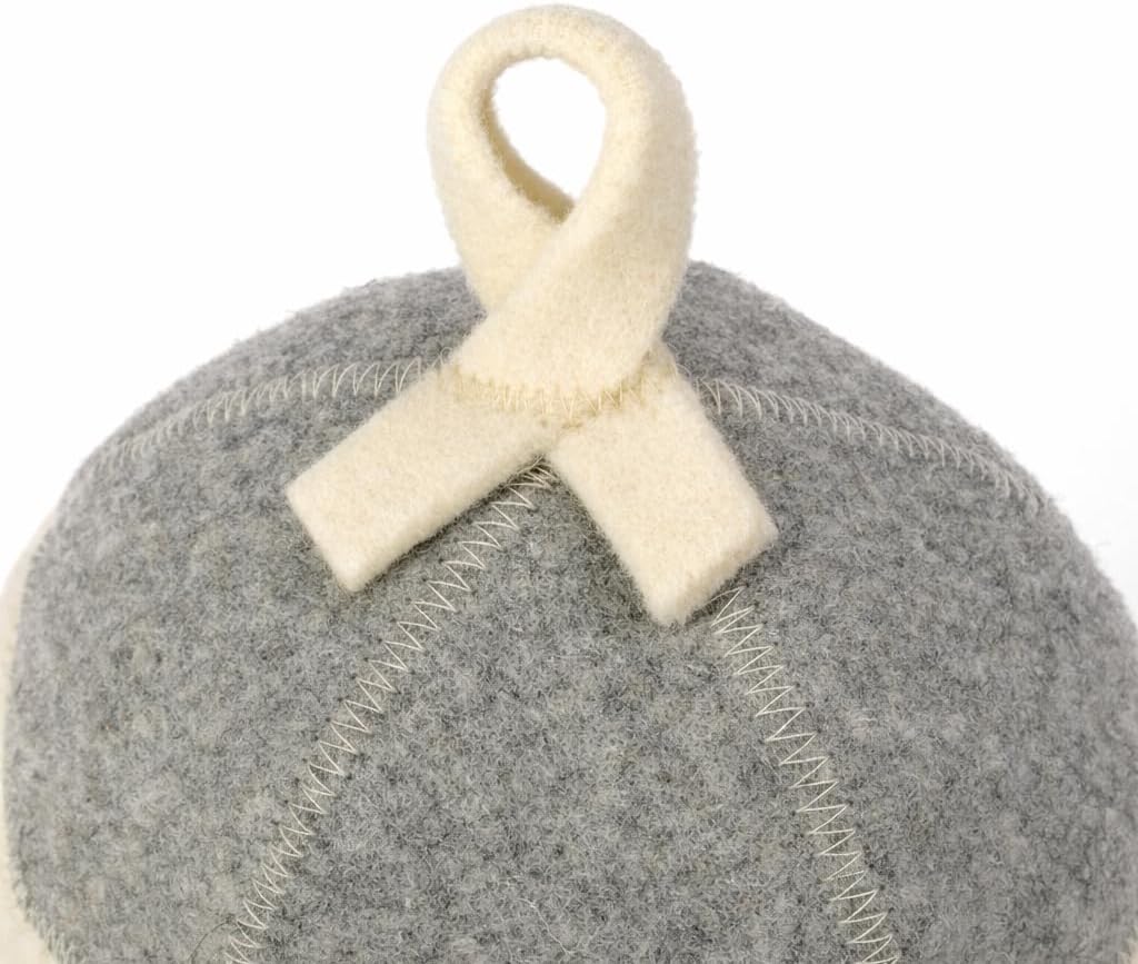Natural Textile Saunahut 'Sauna Flower' White - 100% organische Wollfilzmützen - Schützen Sie Ihren