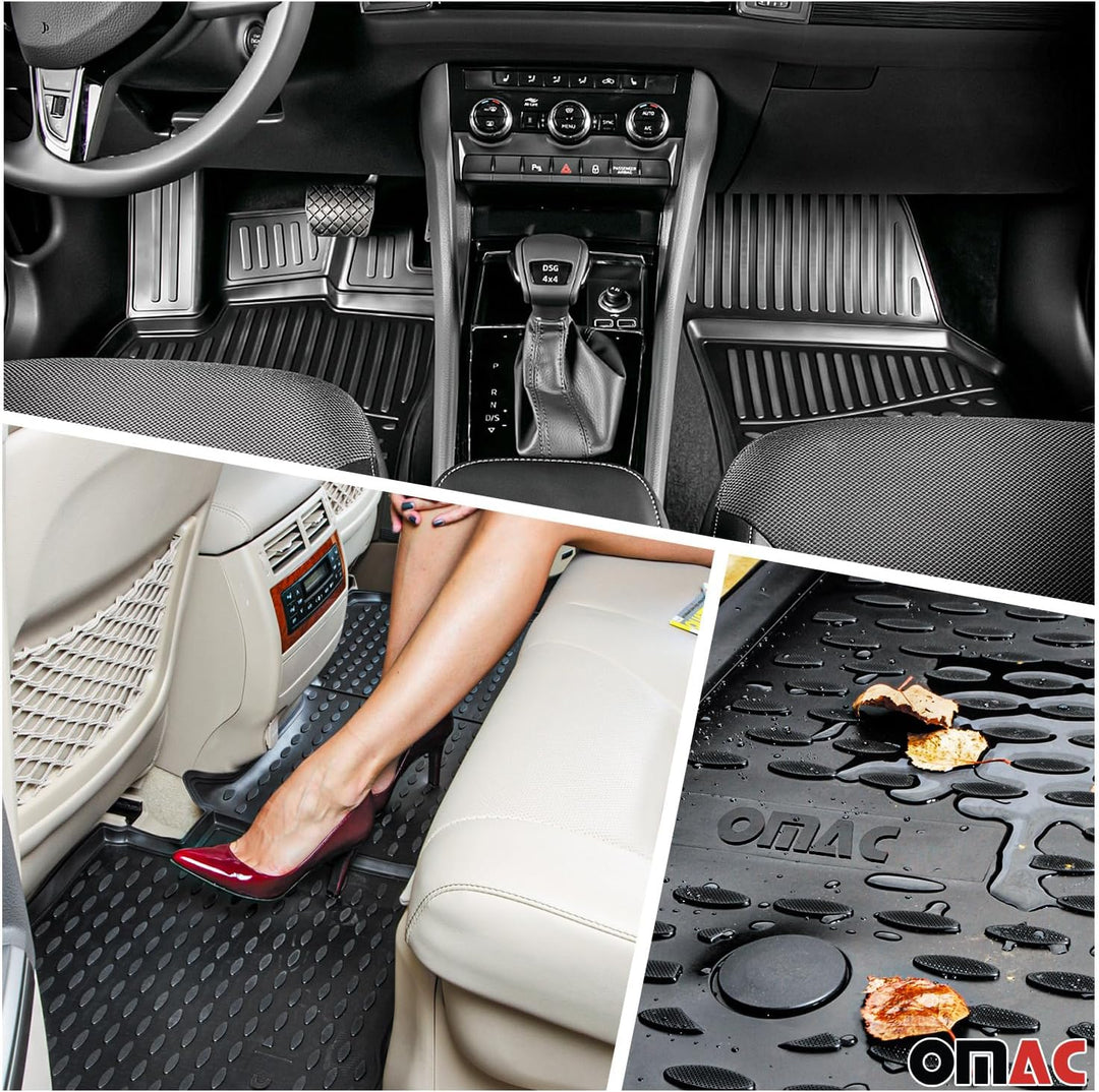 OMAC Fussmatten & Kofferraumwanne Set kompatibel mit Jeep Wrangler 2018-2025 Gummi TPE Schwarz 5X Fu