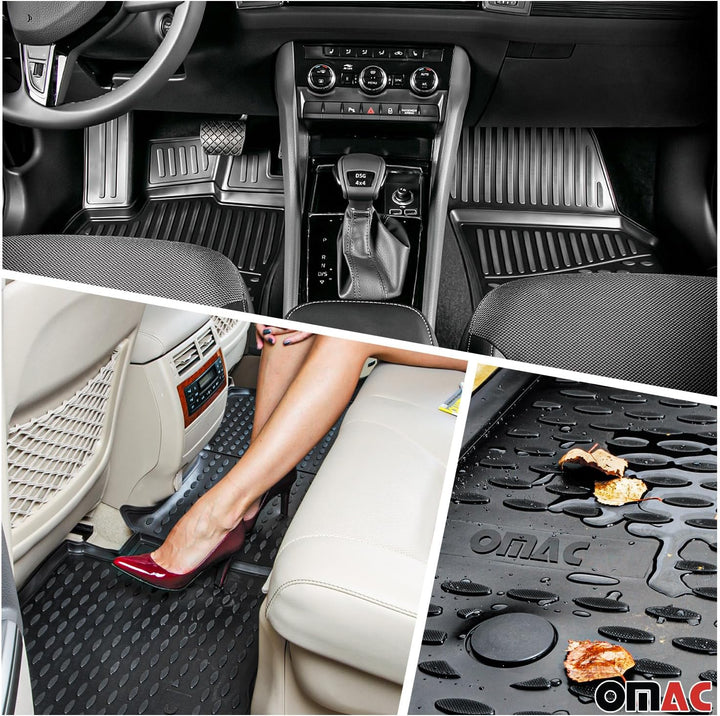OMAC Fussmatten & Kofferraumwanne Set kompatibel mit Jeep Wrangler 2018-2025 Gummi TPE Schwarz 5X Fu
