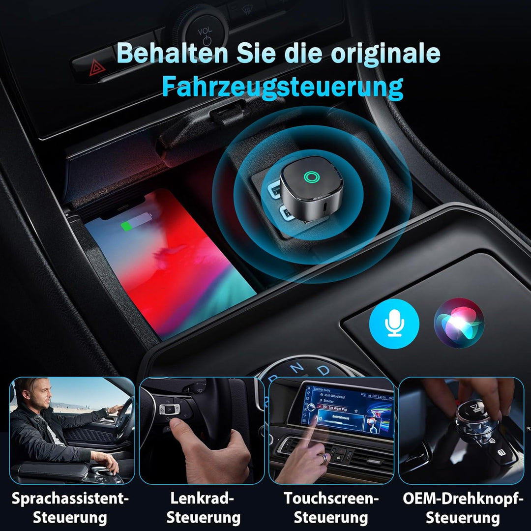 2026 Wireless Carplay & Android Auto Adapter, verbesserter Mini 2-in-1 Plug and Play USB zu kabellos
