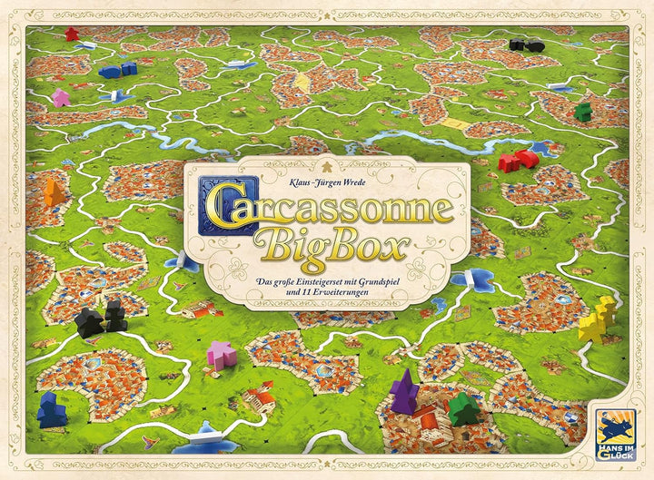 Hans im Glück, Carcassonne BigBox (Auflage 2025), Familienspiel, 2-6 Spieler, 7+ Jahre, 35 Minuten,