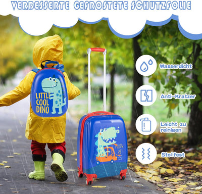 DREAMADE 2 TLG. Kinderkoffer & Rucksack, 16” +12” Kinderkofferset, Kindertrolley Kindergepäck, Handg