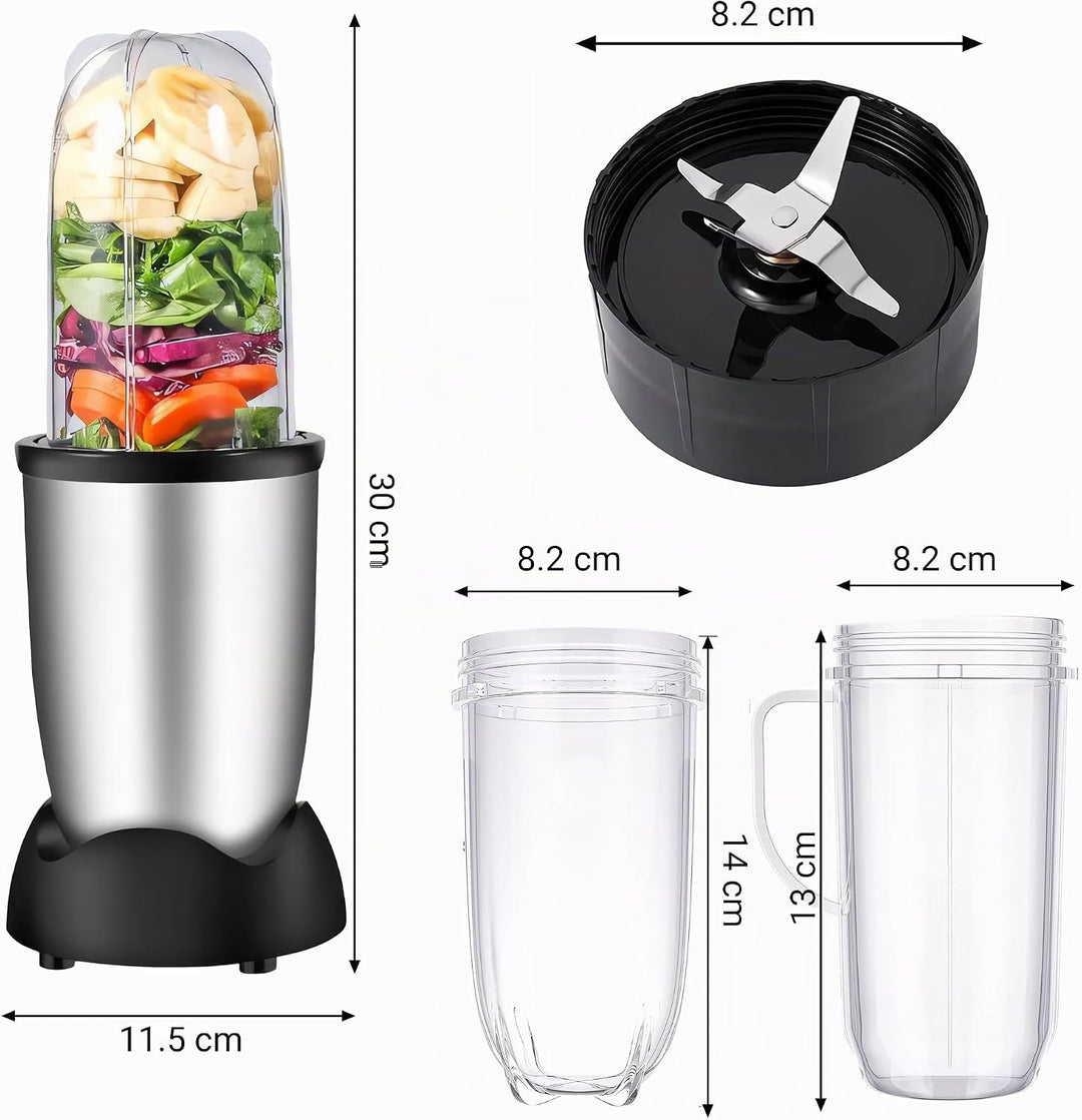 Retoo Standmixer 600 W, 5 Elemente im Set, Edelstahlklinge, 470 ml Smoothie Maker, Zwei Trinkbecher