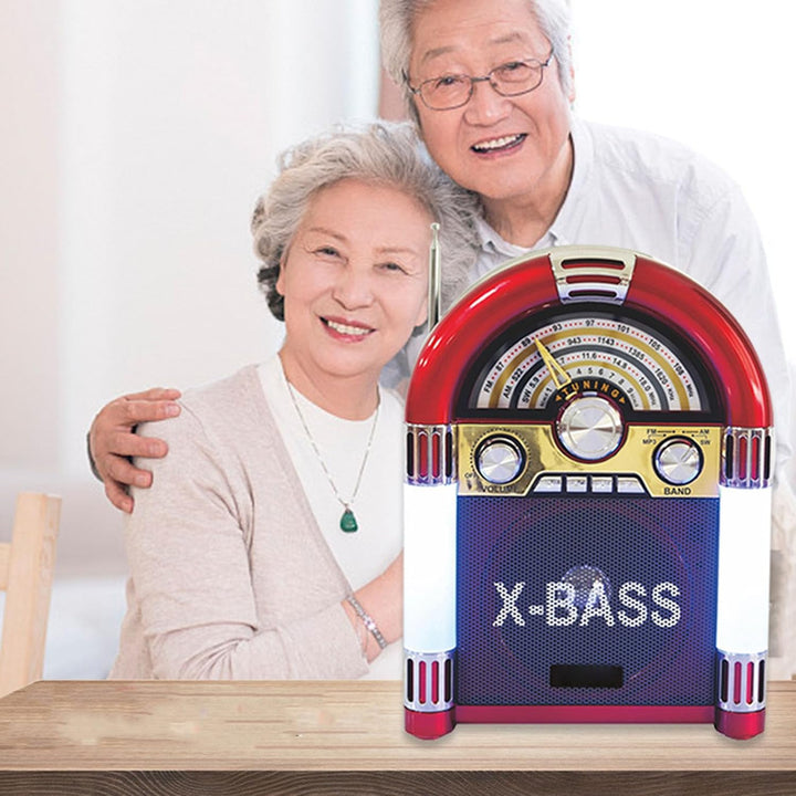 AM FM Vintage-Radio, Tragbares Retro-Kurzwellenradio mit Bluetooth-Lautsprecher, Wiederaufladbare Re