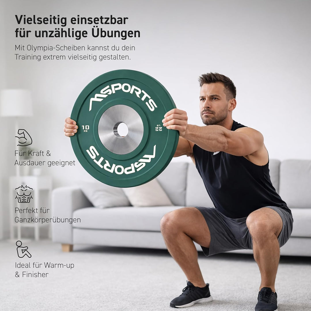 MSPORTS Olympia Hantelscheiben 2er Set Professional Lochdurchmesser 51 mm - Studio Qualität - Gussei
