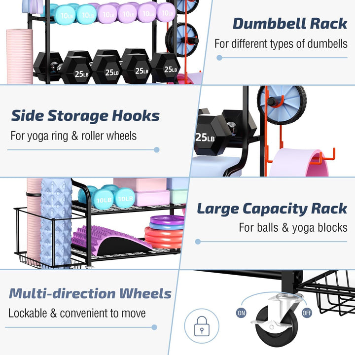Mythinglogic Yoga Matte Regal, Yogamatte Organizer für Hanteln, Faszienrolle, Kettlebell und Yoga Bl