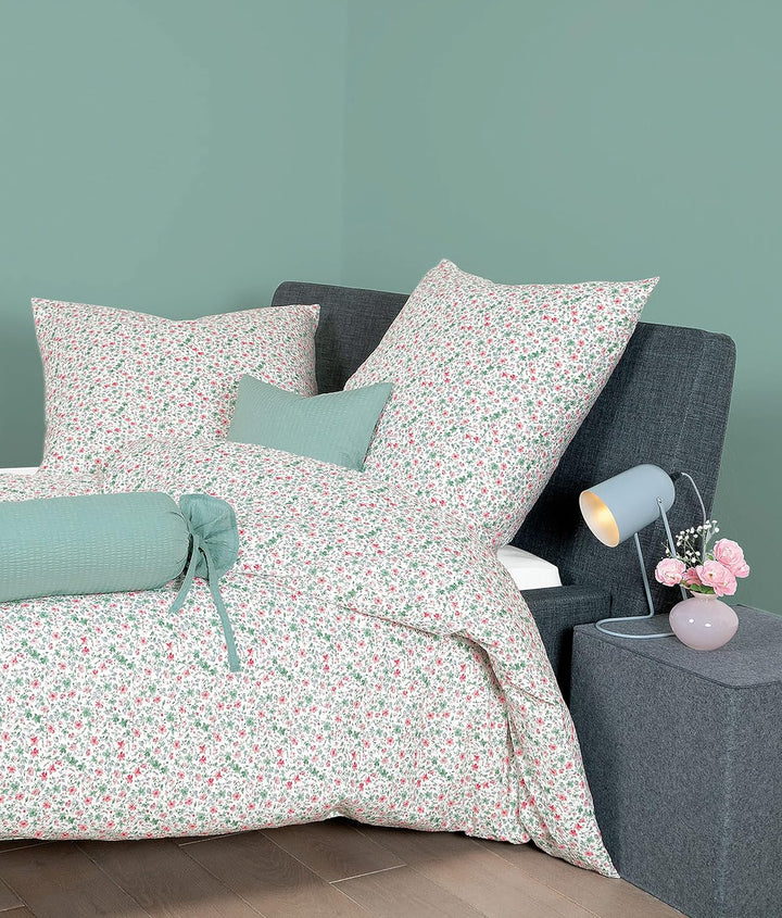 Janine Mako-Soft-Seersucker Bettwäsche Tango 155x220 cm + 80x80 cm rot-Rose, 155x220 cm + 80x80 cm