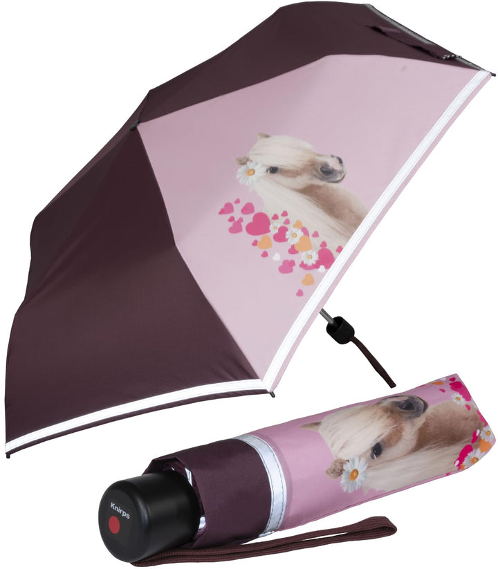 Knirps 4Kids Kinder-Taschenschirm Pferde Reflective mit Reflexborte - Horselove, Horselove