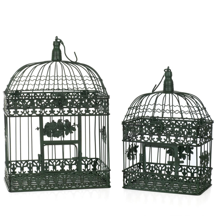 Moritz 2er Set Dekokäfige Metall altgrün Vintage Vogelkäfig Hängedeko Shabby Chic Garten Deko Käfige