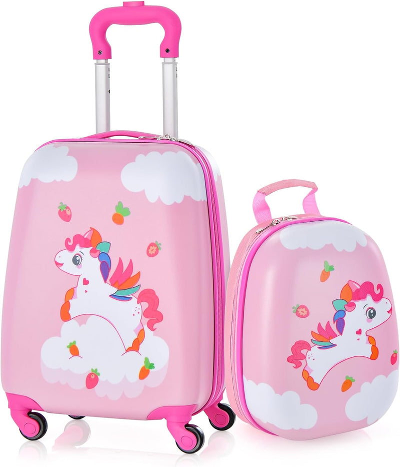 DREAMADE 2 TLG. Kinderkoffer & Rucksack, 16” +12” Kinderkofferset, Kindertrolley Kindergepäck, Handg