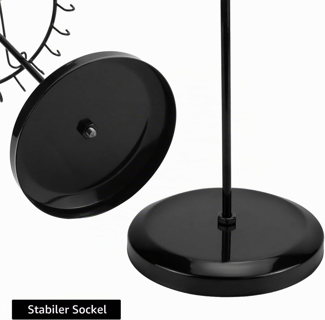 QWORK® 2-Stufiger Drehbar Schmuckständer, 46-Haken Schmuckbaum für Ketten &amp; Armbänder, Ringe &amp; Ohrri