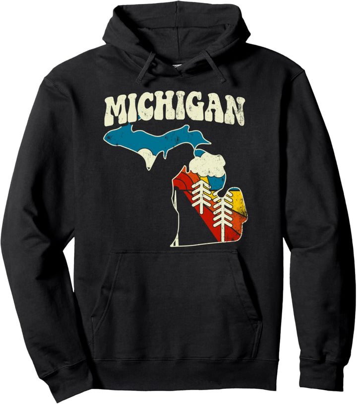 Michigan Vintage State Rainbow Hippie Retro Karte der 70er Jahre Pullover Hoodie