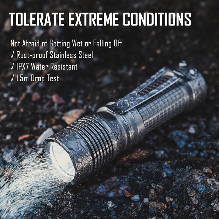 KeyUnity KF01 LED-Taschenlampe in Handgrösse mit Taschenclip, kompakte EDC Taschenlampe mit wiederau